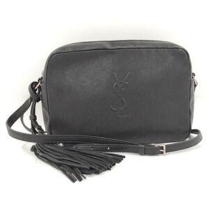 SAINT LAURENT Camera Bag Small Shoulder Bag Fringe Leather Black
